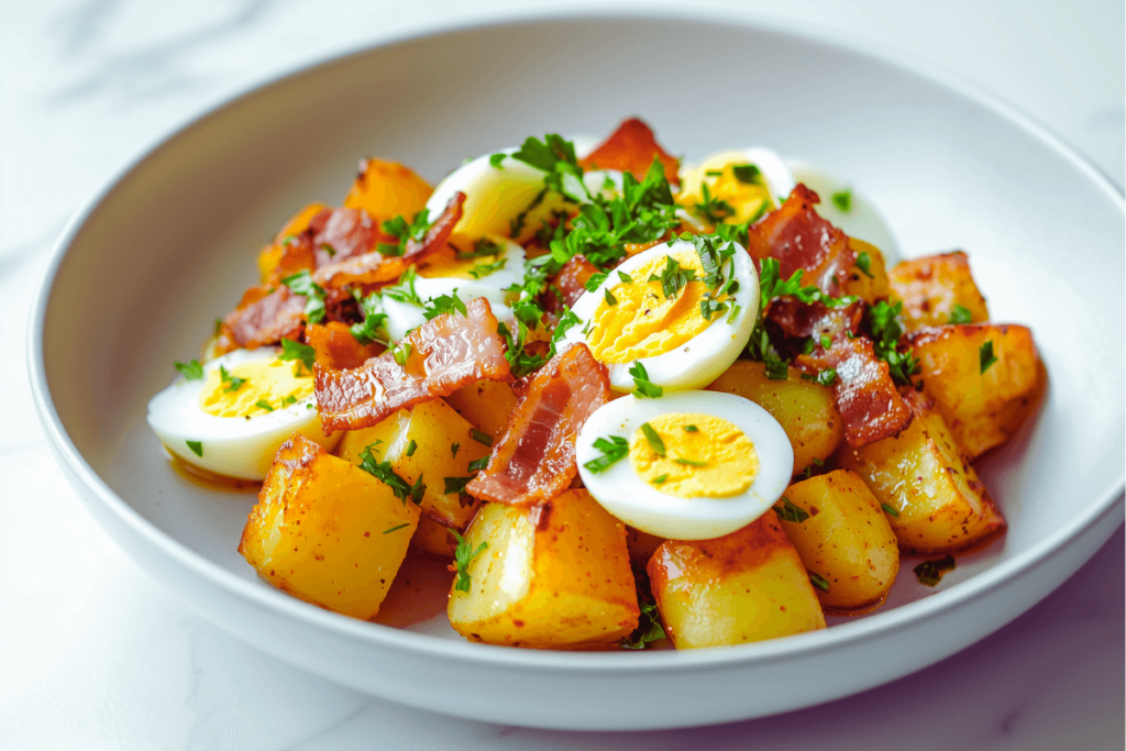 Potato salad with bacon and eggs