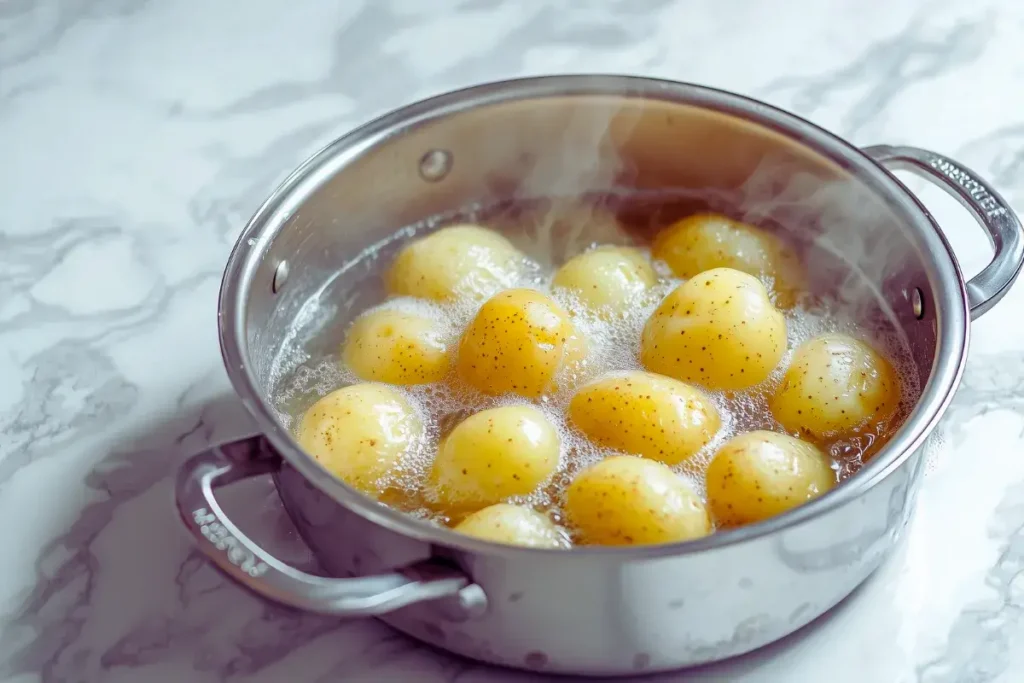 "Boiling potatoes in salted water"