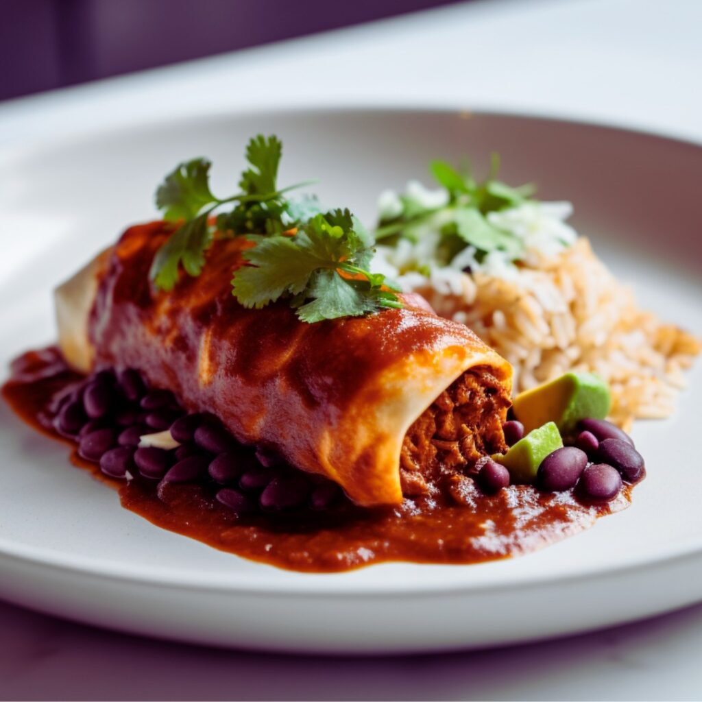 Perfectly plated enchiladas on a plate
