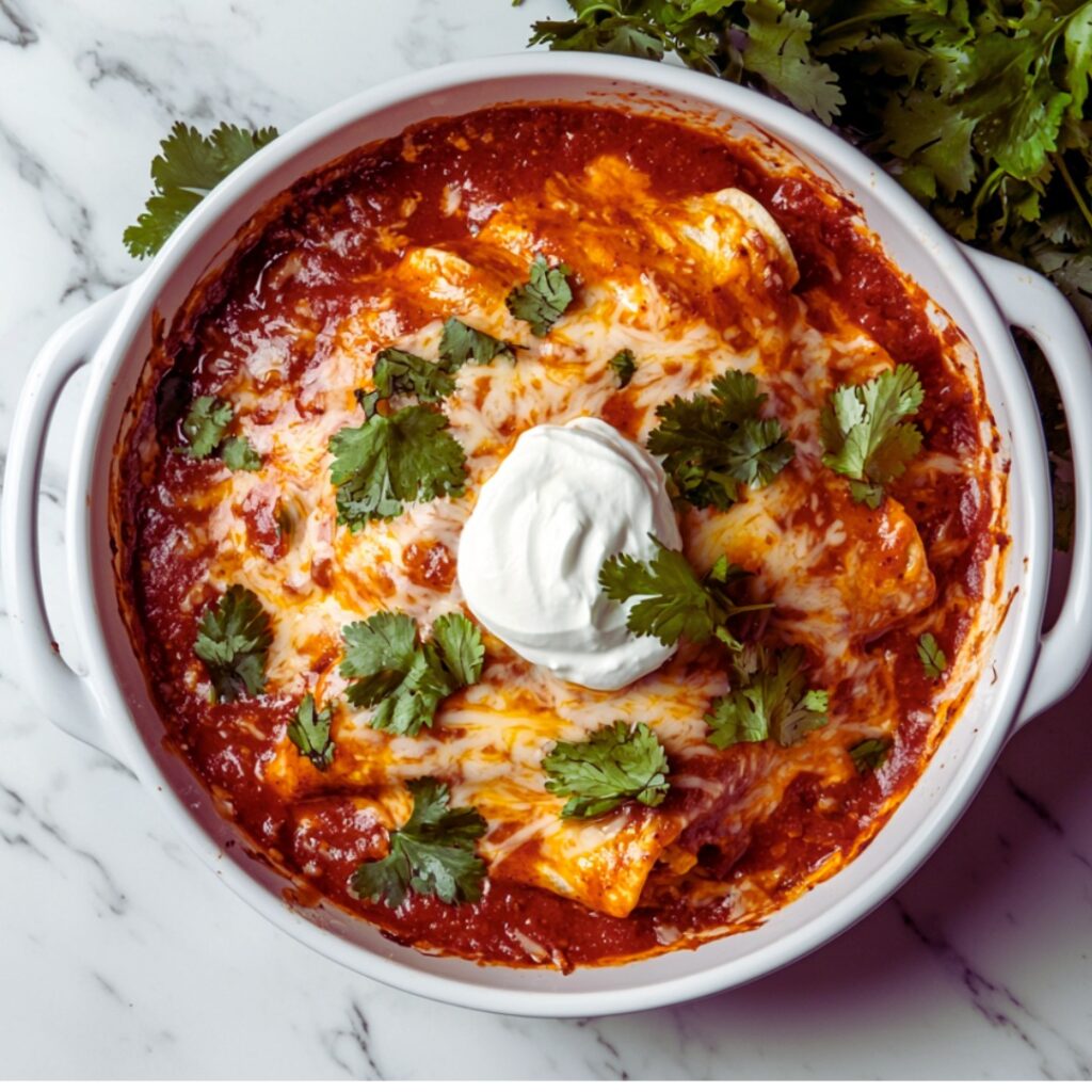 Tex-Mex enchiladas with flour tortillas
